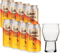 Eagle Bay Brewing x Copper & Oak Oaked Vienna Lager 8 Pack with C&O Craft Lager Glass 375ml
